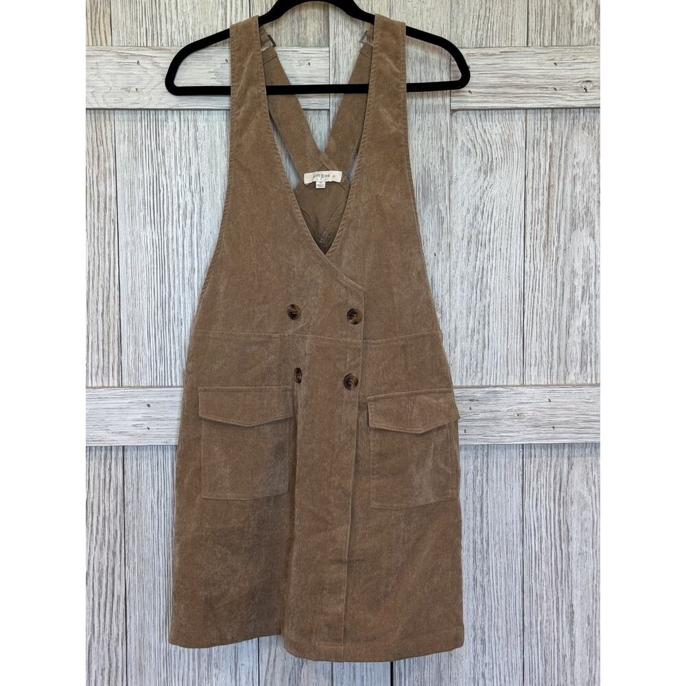 Umgee Tan Corduroy Overall Jumper Dress Size XL
